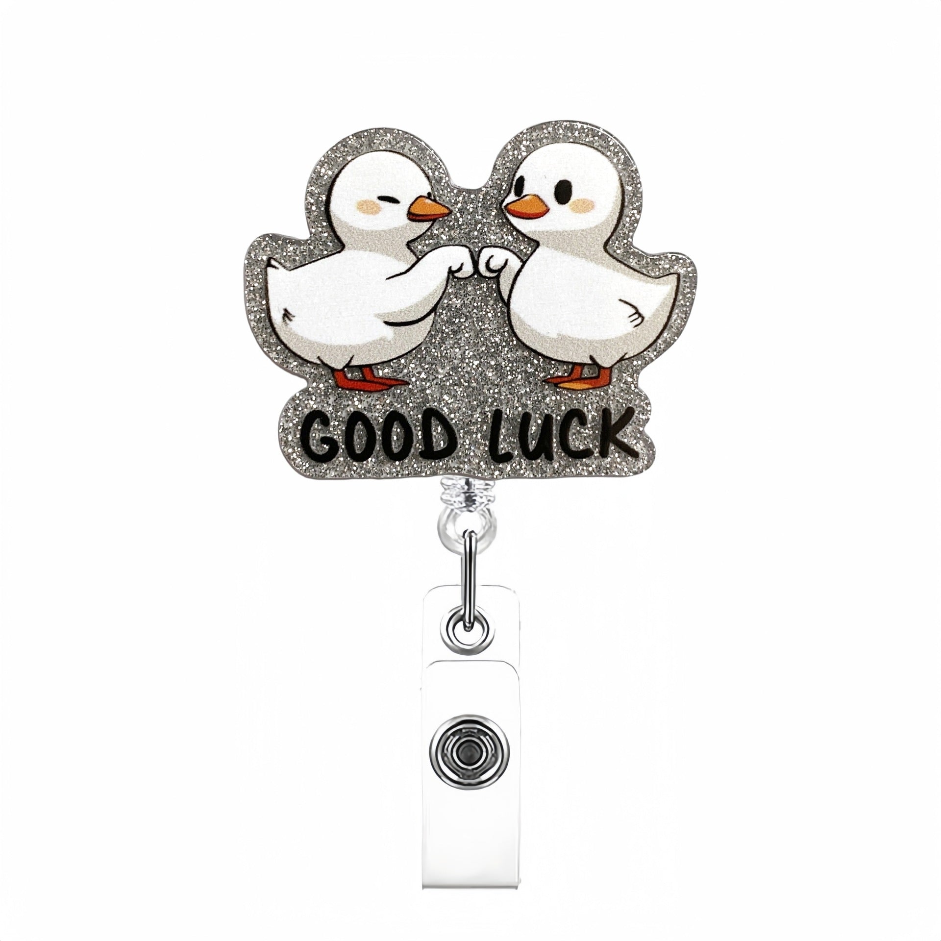 Wholesale Acrylic Fun Glitter Retractable Badge Keychain