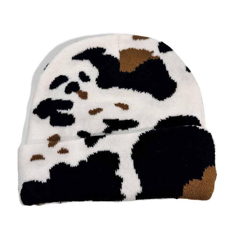 Wholesale Cow Leopard Print Net Red Jacquard Knit Hat