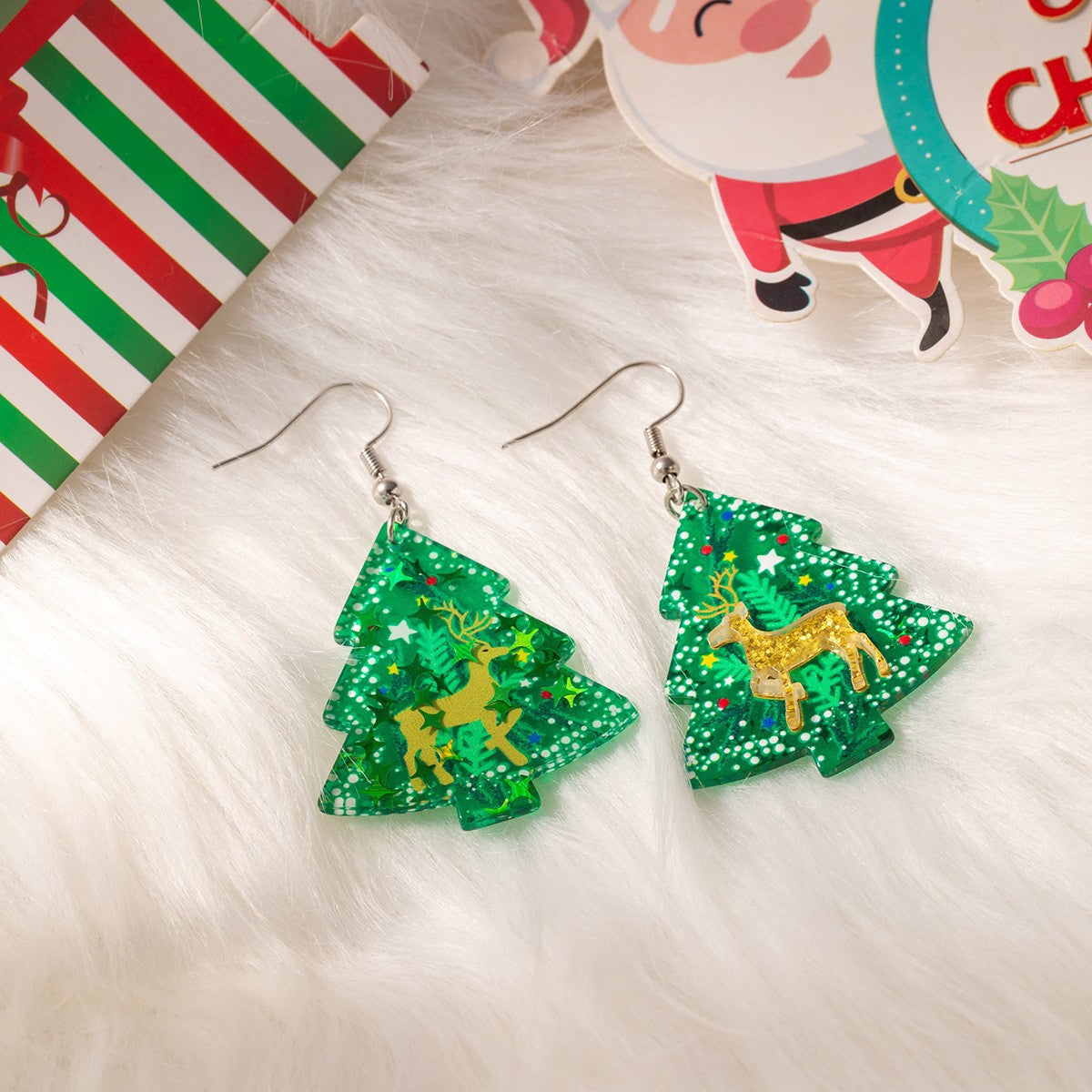Wholesale Acrylic earrings  Christmas tree reindeer snowflake  simple earrings
