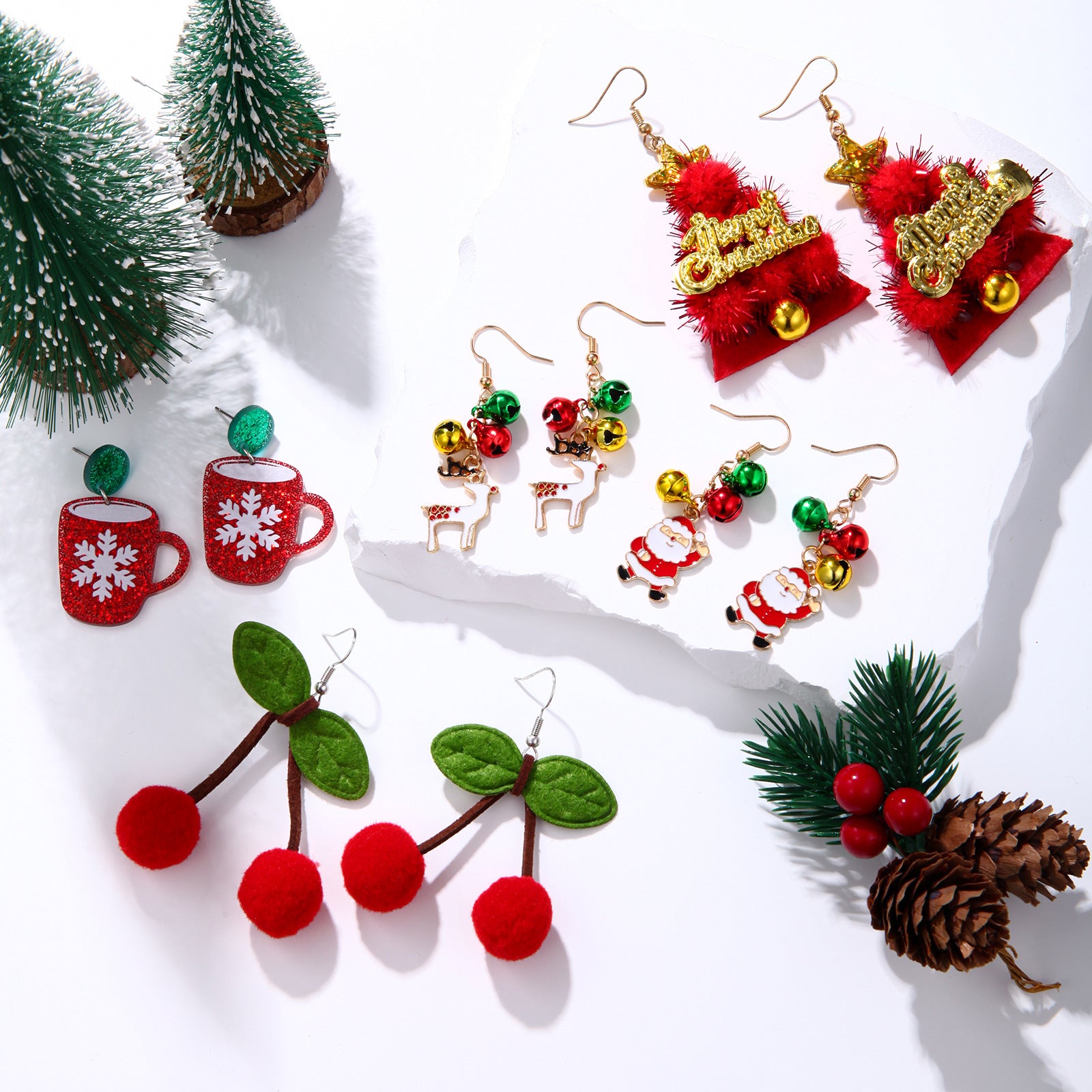 Wholesale Christmas Fashion Creative Bell Snowman Elk Earrings