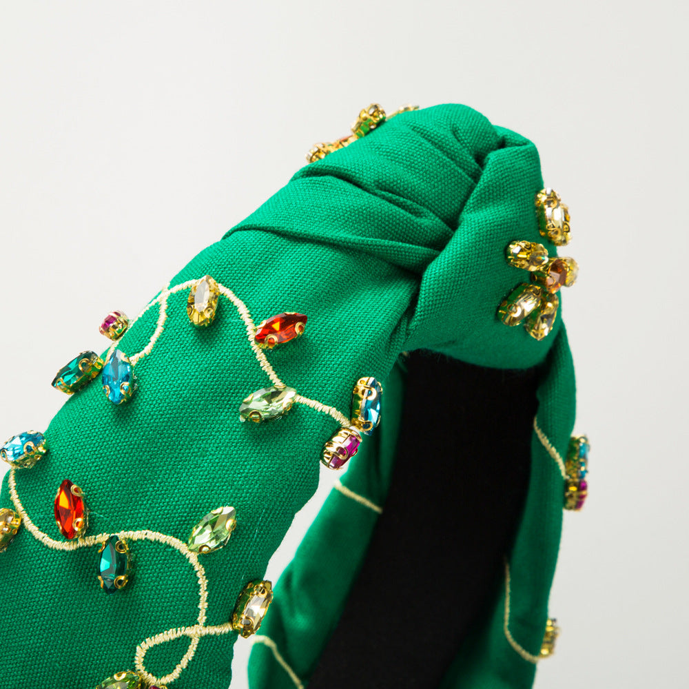 Wholesale Baroque Hand-stitched Glass Diamond Flower Headband