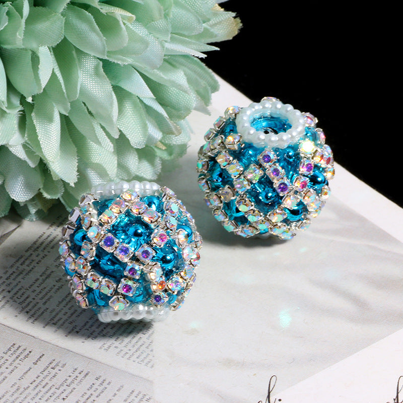 Wholesale 5pcs Diamond-shaped Flower Pattern Hollowed-out Snowflake  Crystal Beads