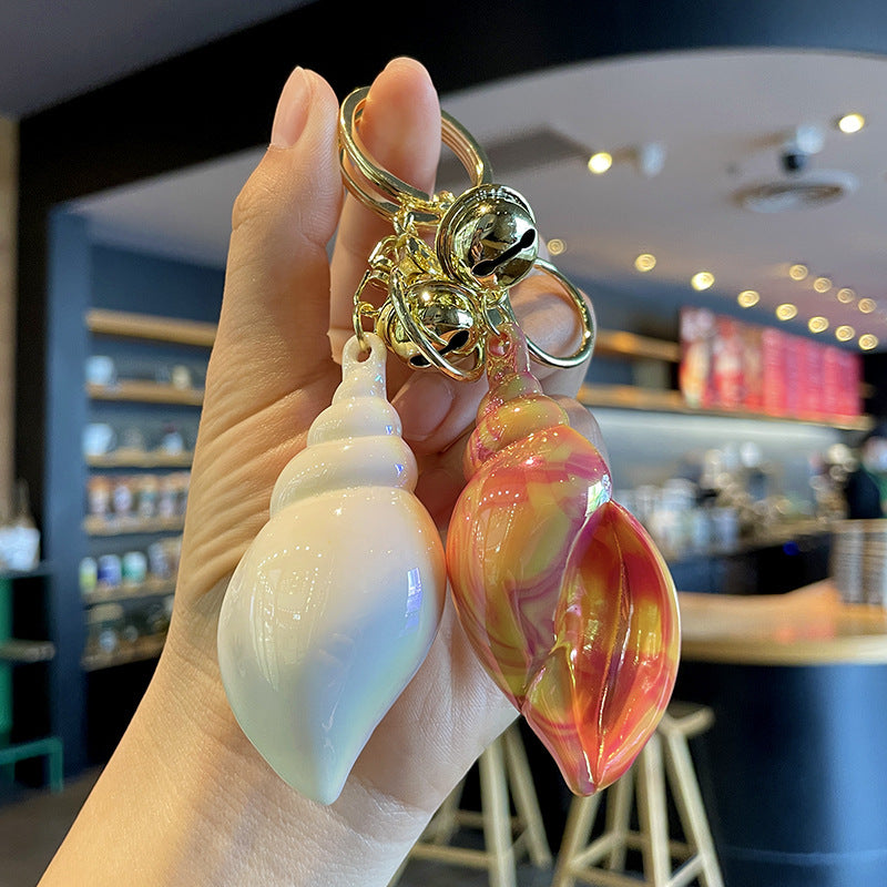 Wholesale Electroplating Colorful Acrylic Conch Keychain