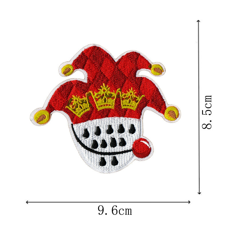 Wholesale Carnival Clown Crown Embroidered Iron On Patches Red Cartoon Design 12 Piece Set Towel Decoration DIY Craft Supply Gift Resale