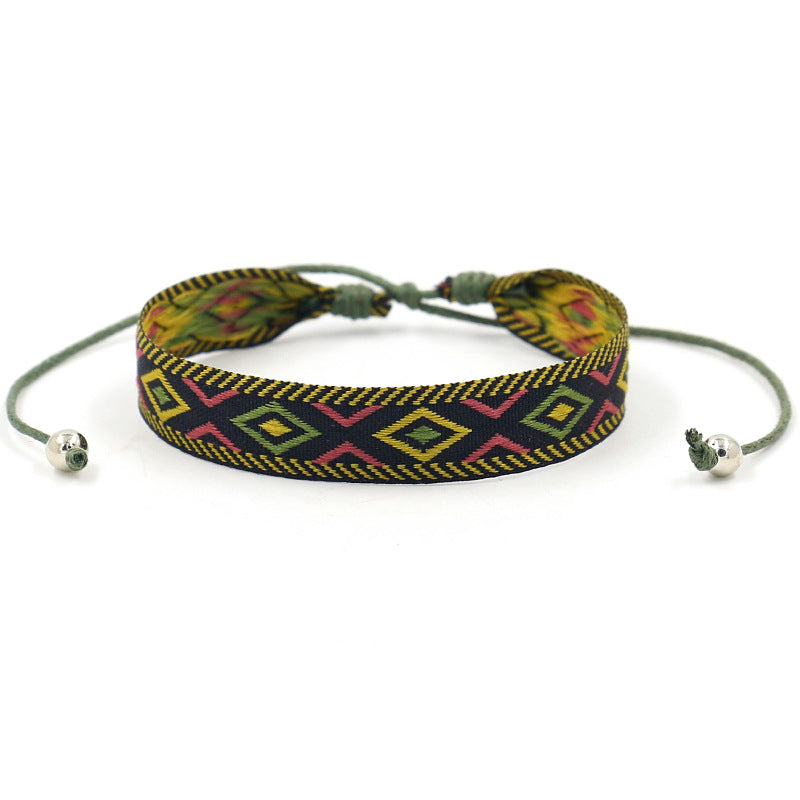 Wholesale Jacquard Geometric Polyester Bracelet