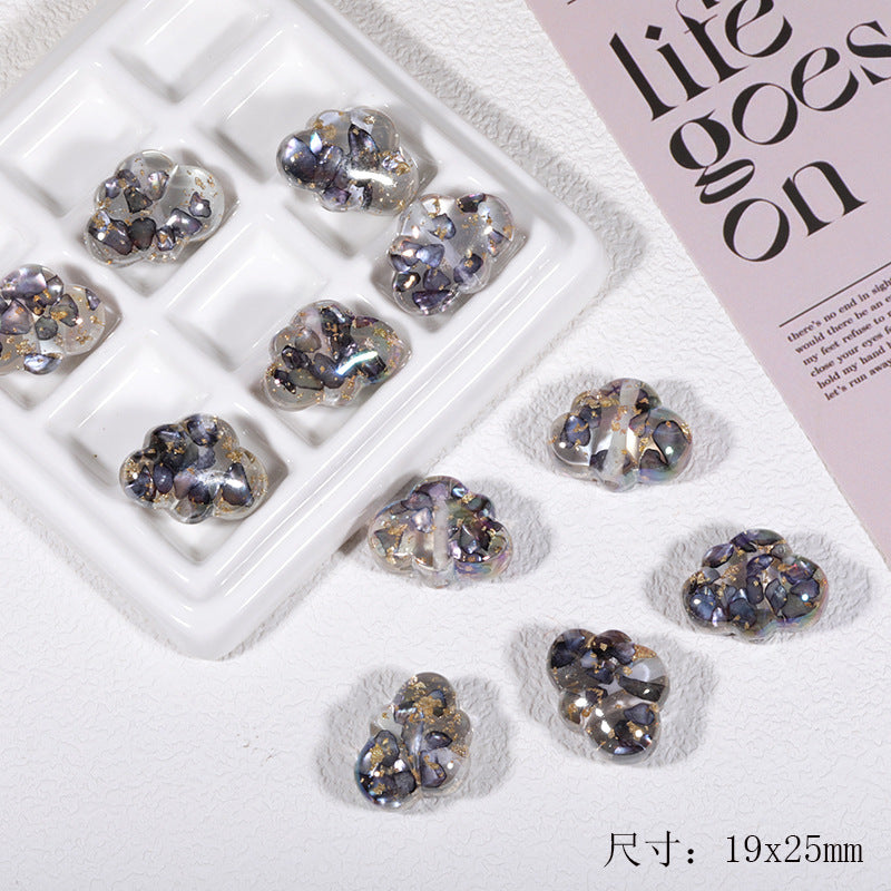 Wholesale Transparent colorful shell five-pointed star cloud through-hole beads