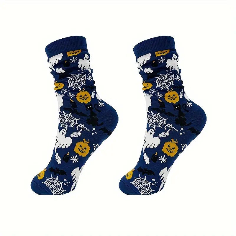 Wholesale Halloween Skull Pumpkin Cartoon Print Casual Socks Men's and Women's Medium Socks