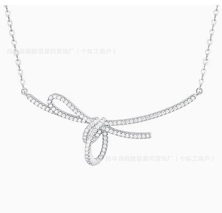 Wholesale Knot Clavicle Chain Women's Bow Necklace Light Luxury High-end 520 Valentine's Day Gift