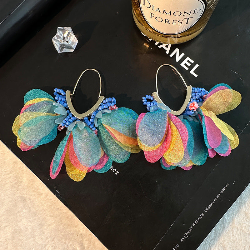 Pendientes de aleación de borde de arroz con forma de arroz de forma de arroz