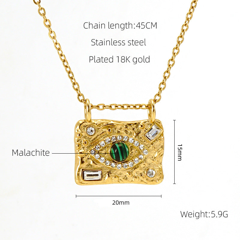 Wholesale 18K Titanium Steel Gemstone Necklace Clavicle Chain