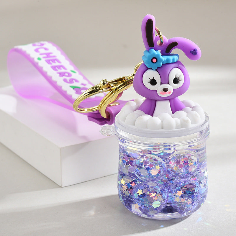 Wholesale Acrylic flowing sand bottle bag keychain