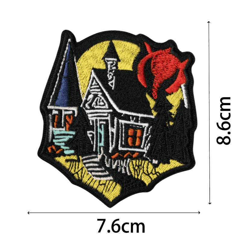 Wholesale Halloween Hot Melt Adhesive Patch with Pumpkin Bat Embroidery Decoration FS