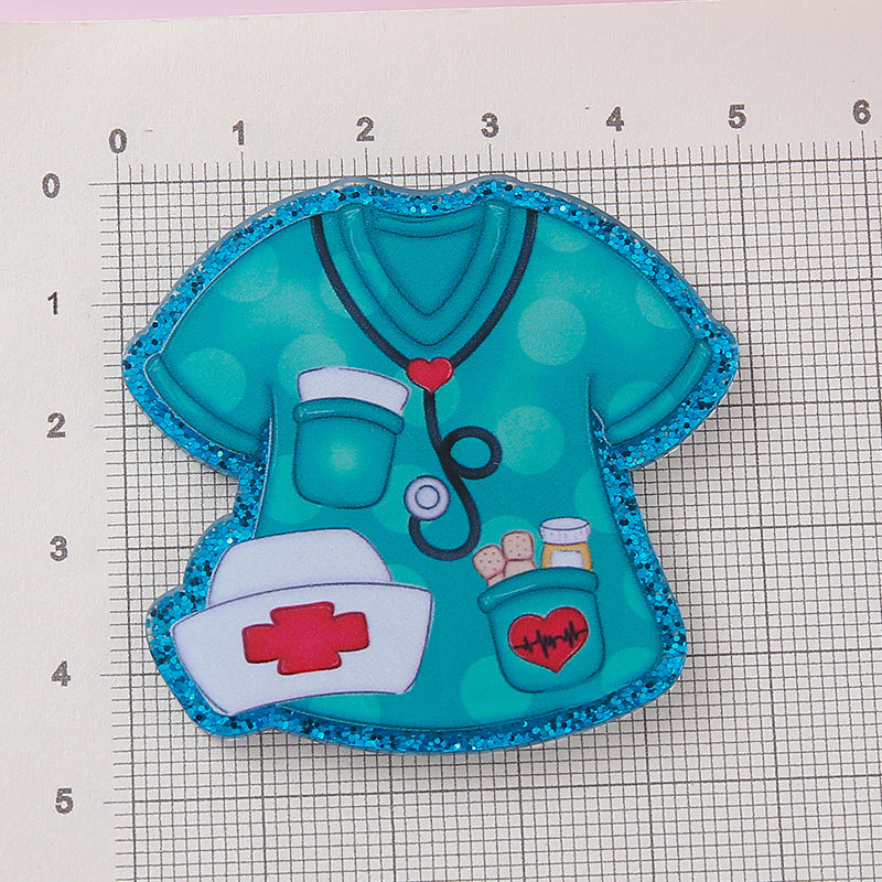 Wholesale  10pcs Glitter Cartoon Medical Jewelry  Cute Acrylic Flatback