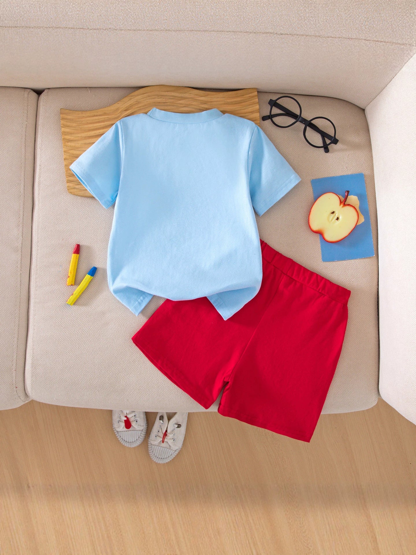 Wholesale Fruit Print Girls Comfortable Summer Two Piece Outfit Short Sleeve Top And Pants Casual Gift For 3 8 Years