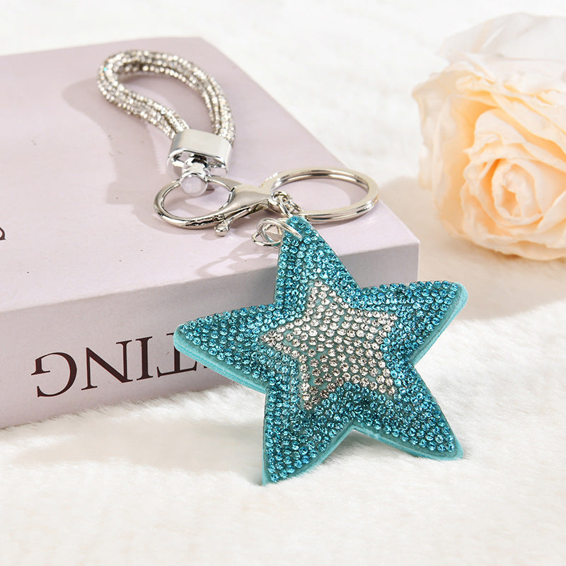 Wholesale Colorful cartoon pentagram diamond studded keychain
