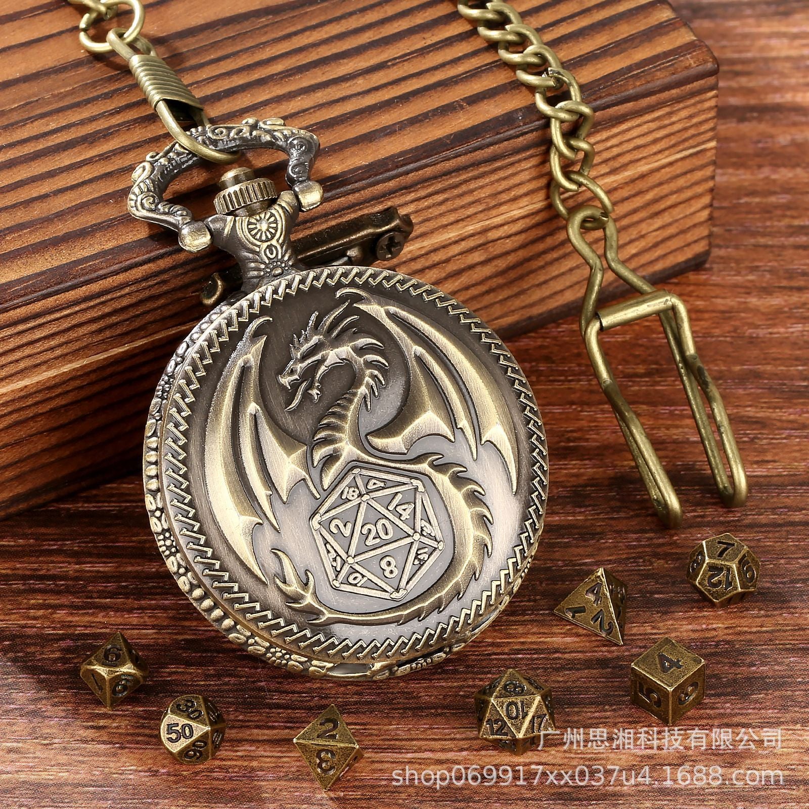Wholesale Retro Flying Dragon with Dice Pocket Watch OLY Exclusive