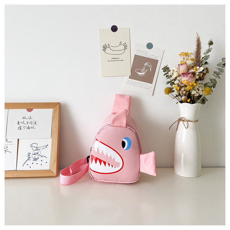 Wholesale Oxford Cloth Cartoon Shark Kids Messenger Bag