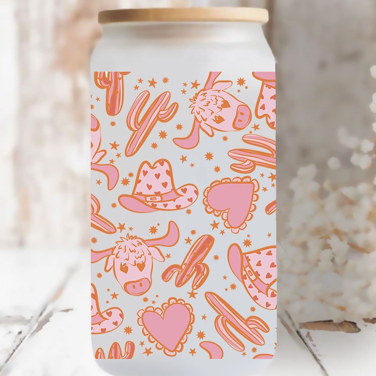 Wholesale Western style hat and clothing series 16oz Cup UV DTF Wraps