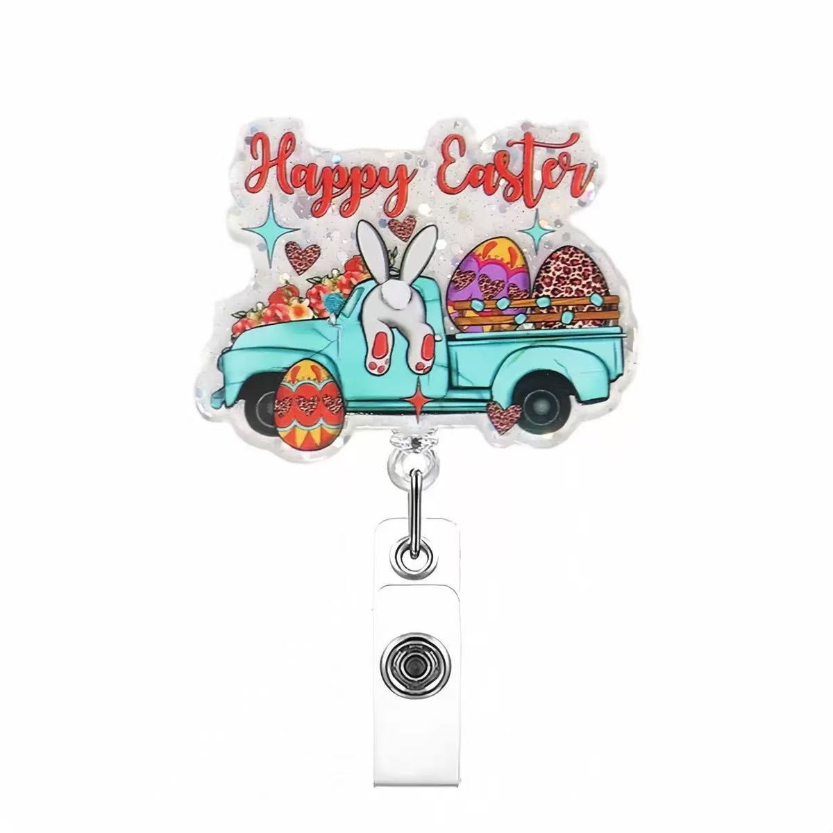 Wholesale Easter Badge Reels Glitter Fun Badge Reels