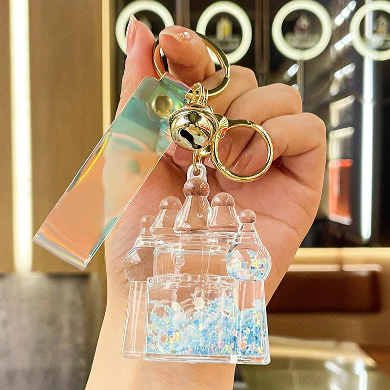 Wholesale New Acrylic Oiled Luminous Castle Quicksand Bottle Keychain