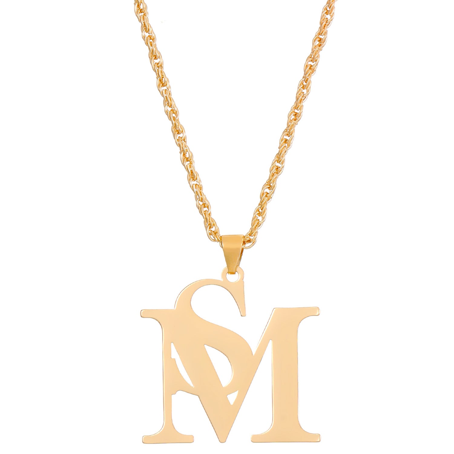 Wholesale Stainless Steel Glossy SM Letter Necklace Clavicle Chain