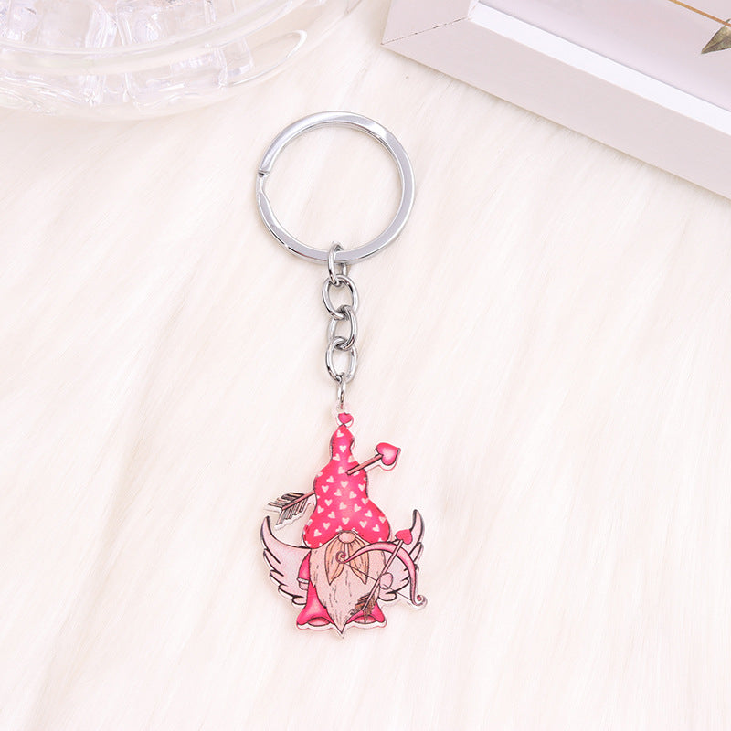 Wholesale Valentine's Day Love Dwarf Flamingo Rainbow Acrylic Keychain