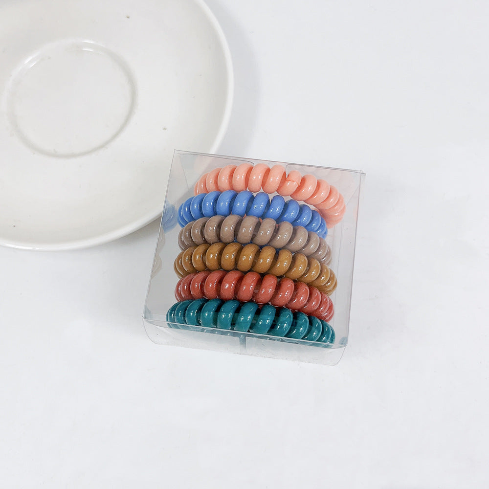 Wholesale Telephone Cord Rainbow Color High Elasticity Plastic Hair Ties
