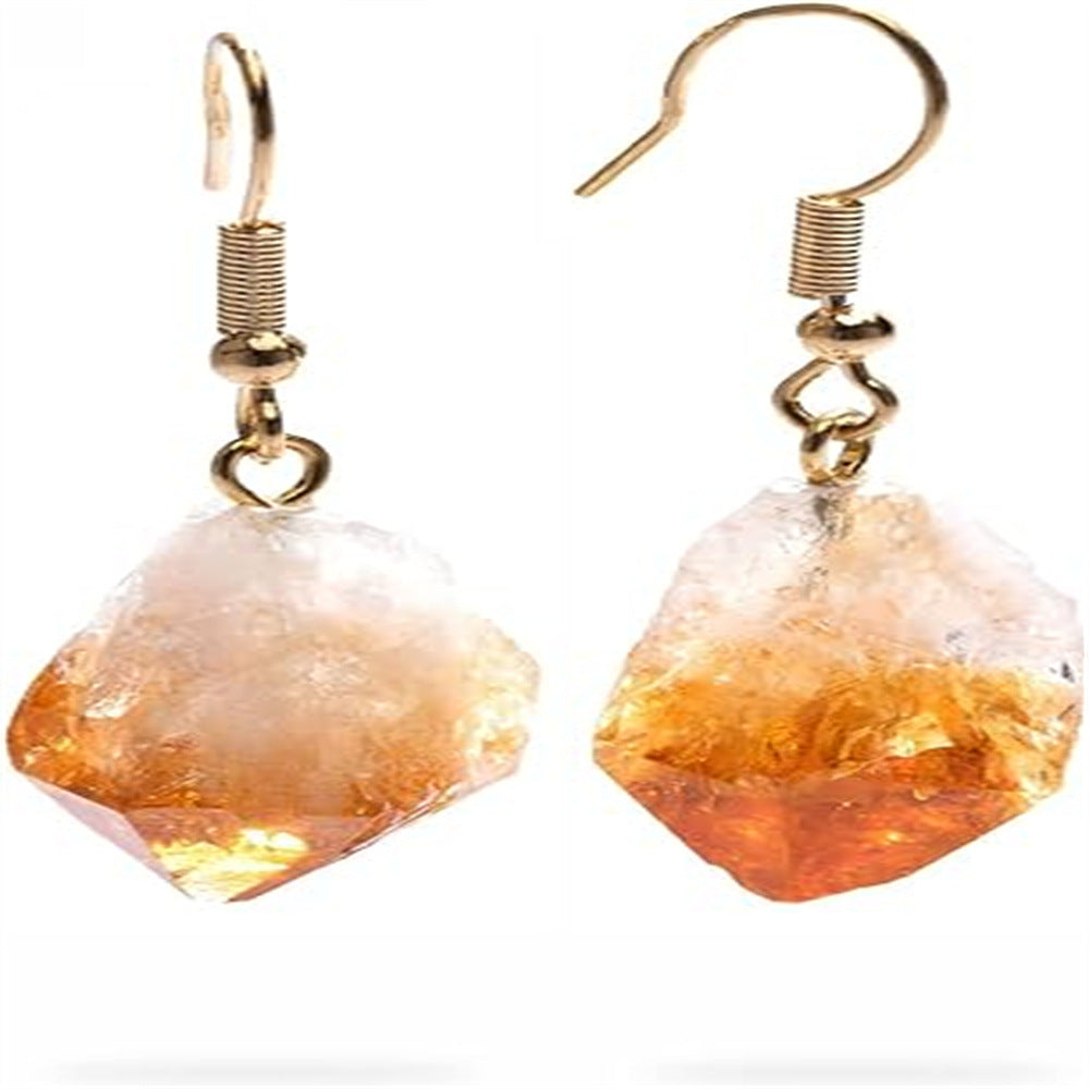 Wholesale Natural irregular 2-3CM yellow crystal earrings