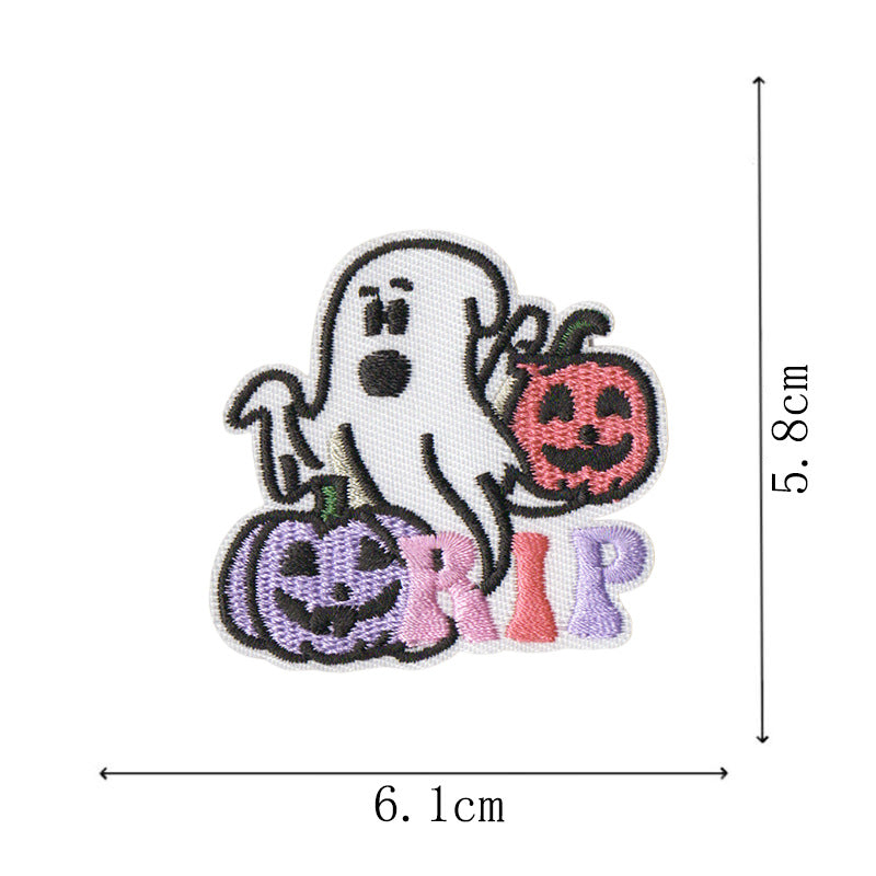 Wholesale new small ghost magic embroidery stickers cartoon cloth stickers handbook mobile phone Halloween decoration stickers DIY embroidery