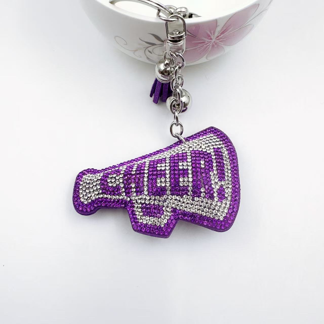 Wholesale  Velvet Hot Diamond Letter Cheer Keychain