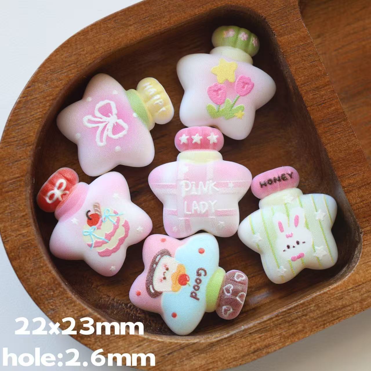 Wholesale 10pcs Wishing bottle embossed printed frosted star bottle DIY beads
