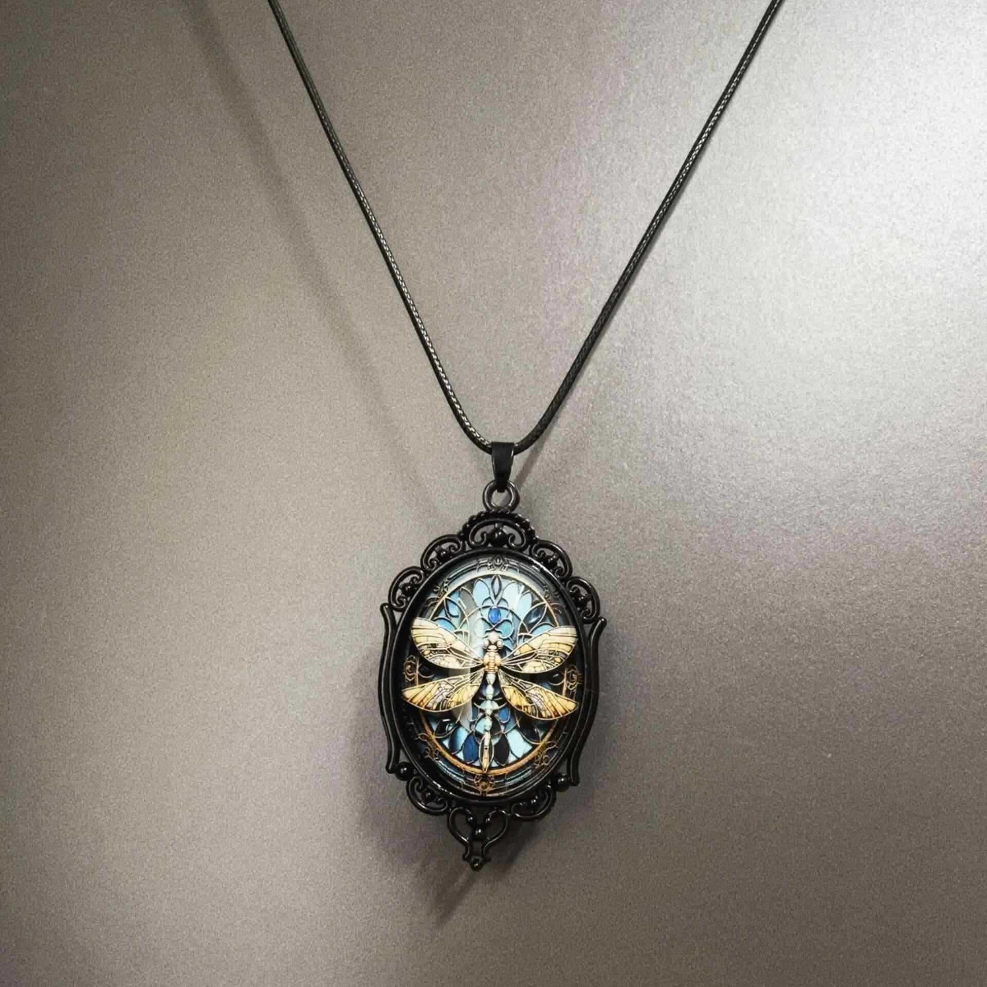 Wholesale Color printed card cross moon cartoon cat necklace