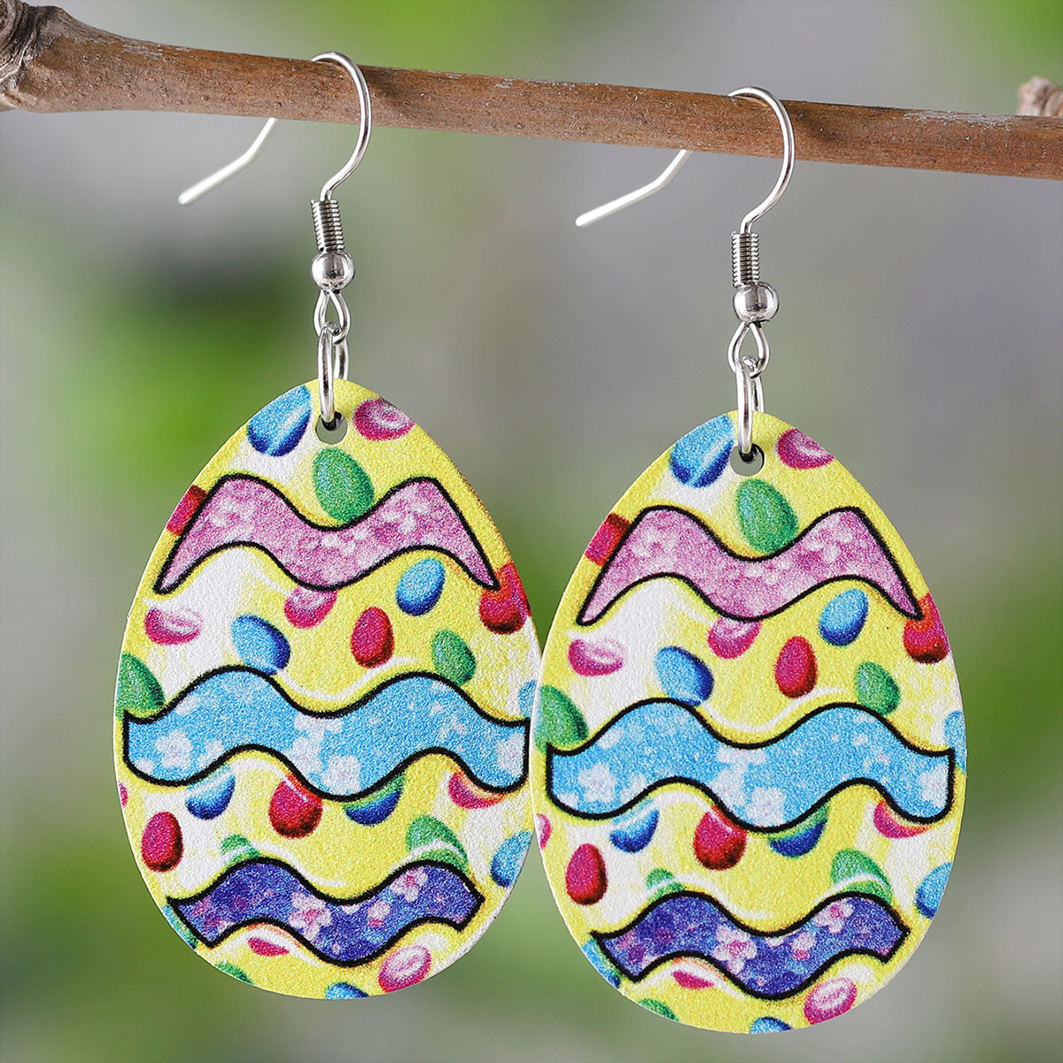 Wholesale Easter rabbit chicken striped egg carrot color hollow pendant double-sided earrings