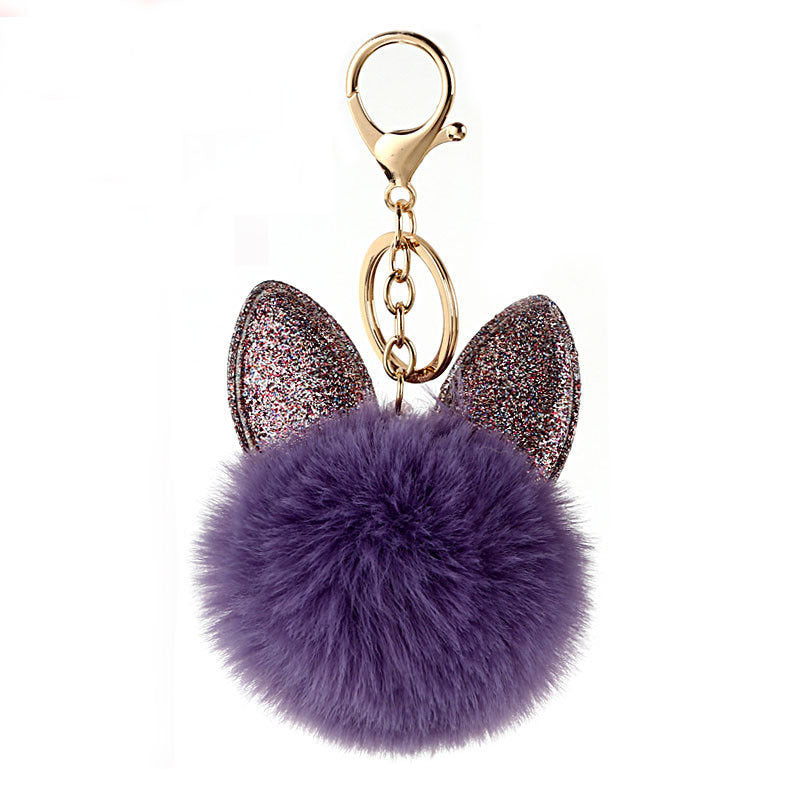 Wholesale Plush rabbit ears ethnic ball keychain