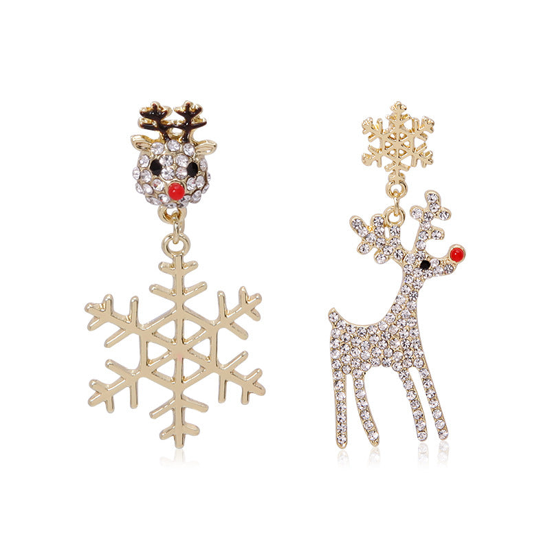 Wholesale 2 Pairs/pack Christmas Deer Gingerbread Man Bell Alloy Earrings