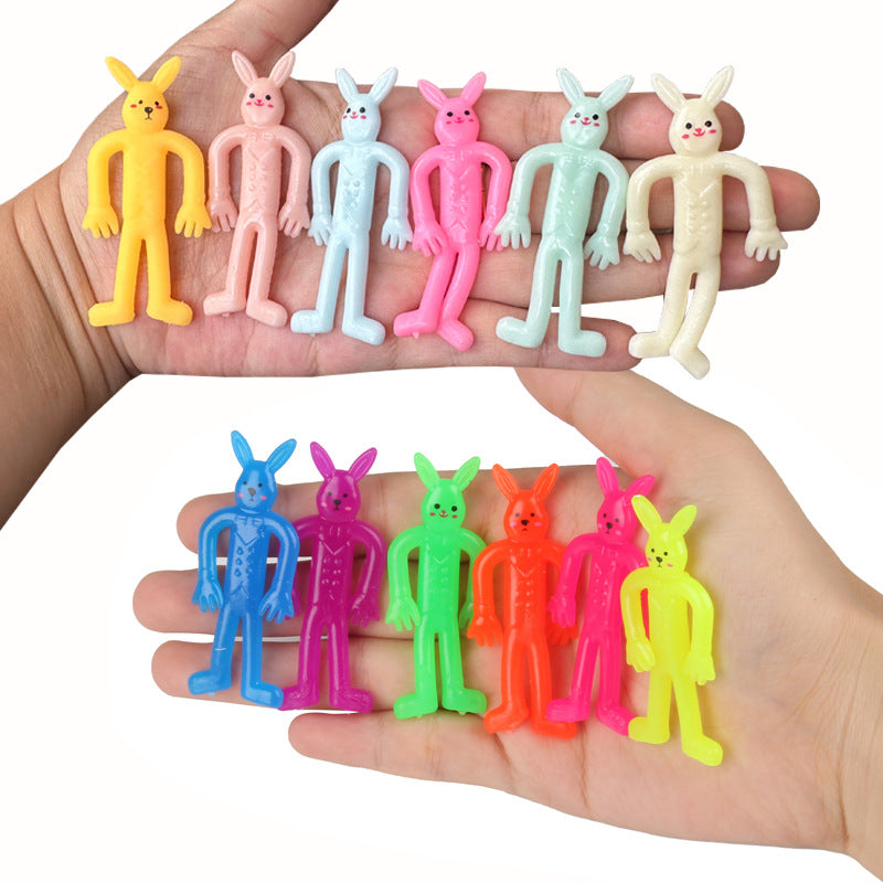 Wholesale Novelty Tpr Soft Rubber Elastic Rabbit Pinching Easter Color Vent Pulling Decompression Doll