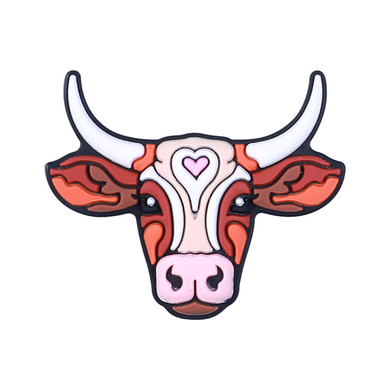 Wholesale 20PCS Cartoon Bull Head DIY Beaded Pen Ornaments Silicone Beads