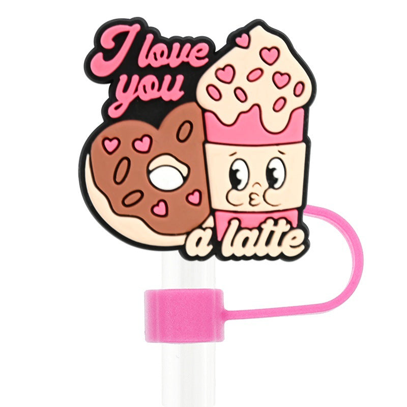 Wholesale Random 100pcs Valentine' s Day 10mm Universal Soft Rubber Decorative  Straw Tube Cap