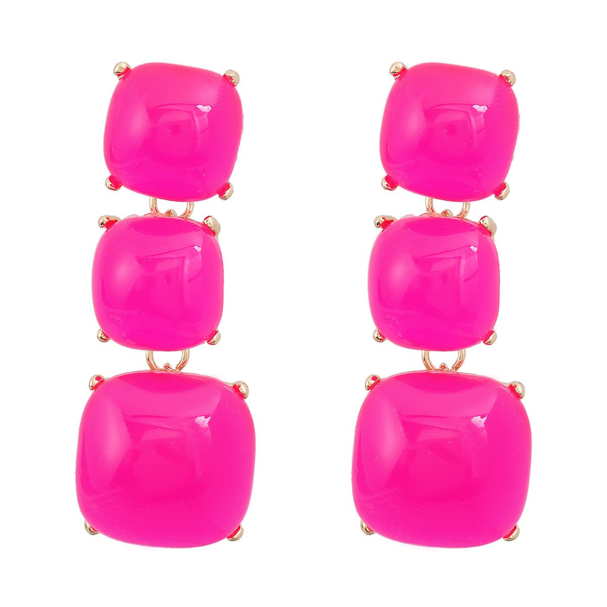Wholesale Geometric Multi-layered Square Alloy Resin Earrings