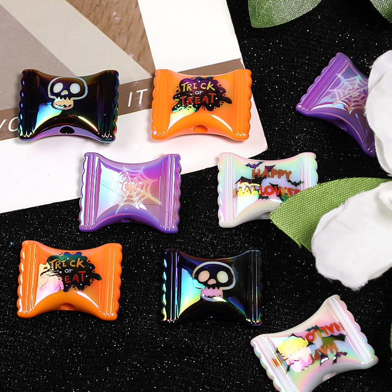 Wholesale 100pcs Halloween Bat Skull Acrylic Candy Jewelry Accessories Beads