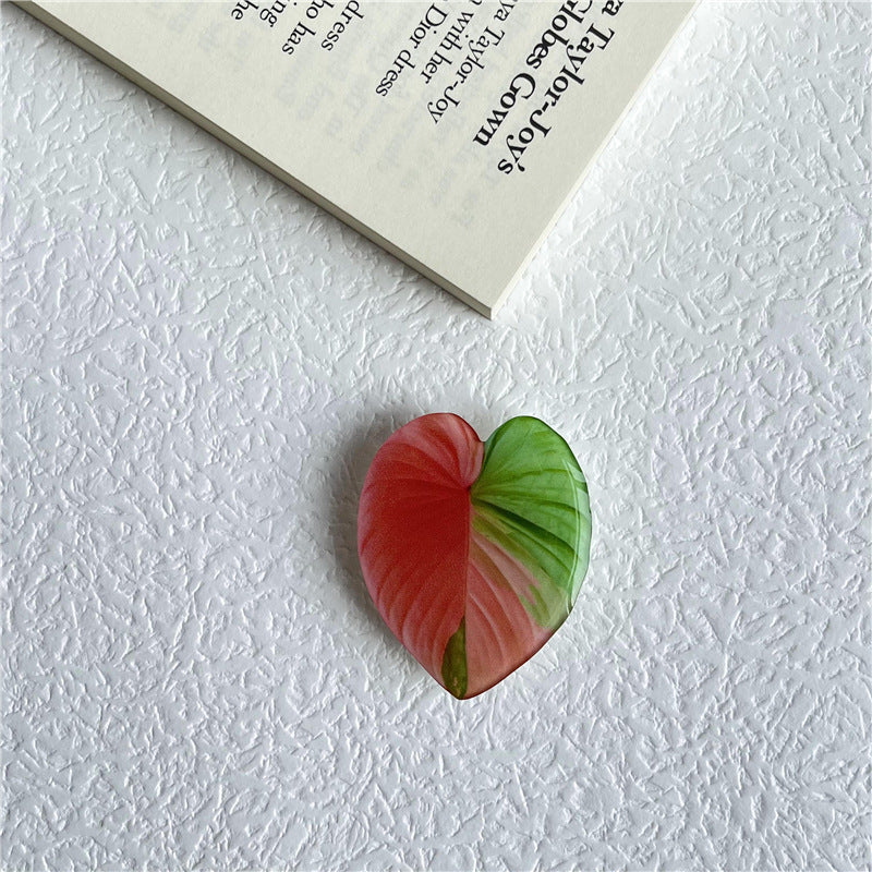 Wholesale Simulation fresh leaf epoxy airbag bracket creative lazy desktop support back sticker retractable Mobile phone bracket