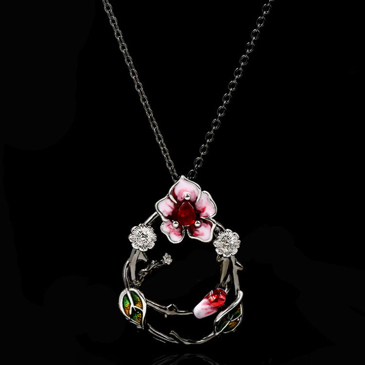 Wholesale Gothic style black gold plated dark rose ring,  necklace and earrings three-piece jewelry set