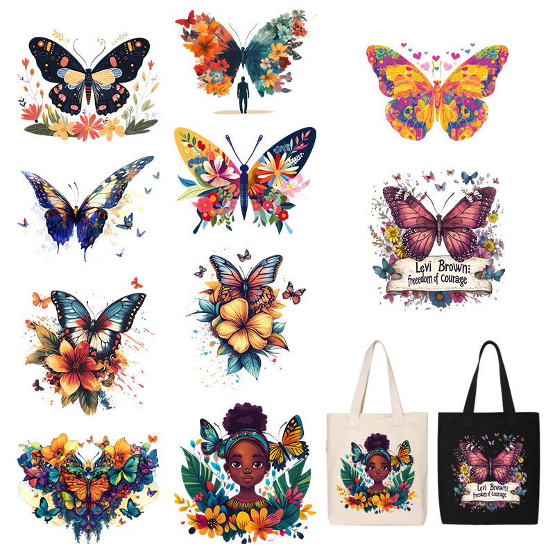 Wholesale 10pcs Colorful Flower Butterfly UV DTF Ready to Press Transfers Wraps