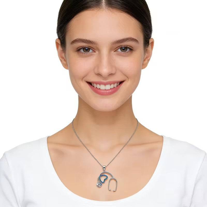 Wholesale heart-shaped stethoscope pendant necklace luxury clavicle chain