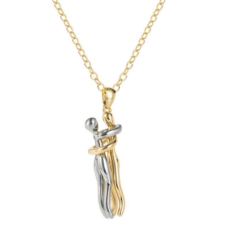 Wholesale Creative Couple Pendant Necklace Gold Plated Zircon Detachable Unisex Fashion Jewelry Gift