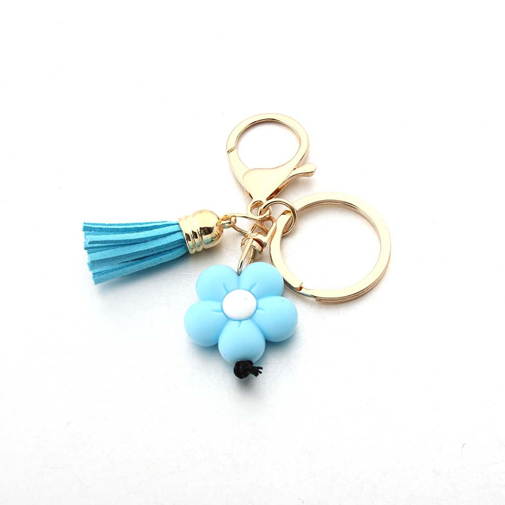 Wholesale Sunflower Tassel Handmade Silicone Bead Tassel Keychain