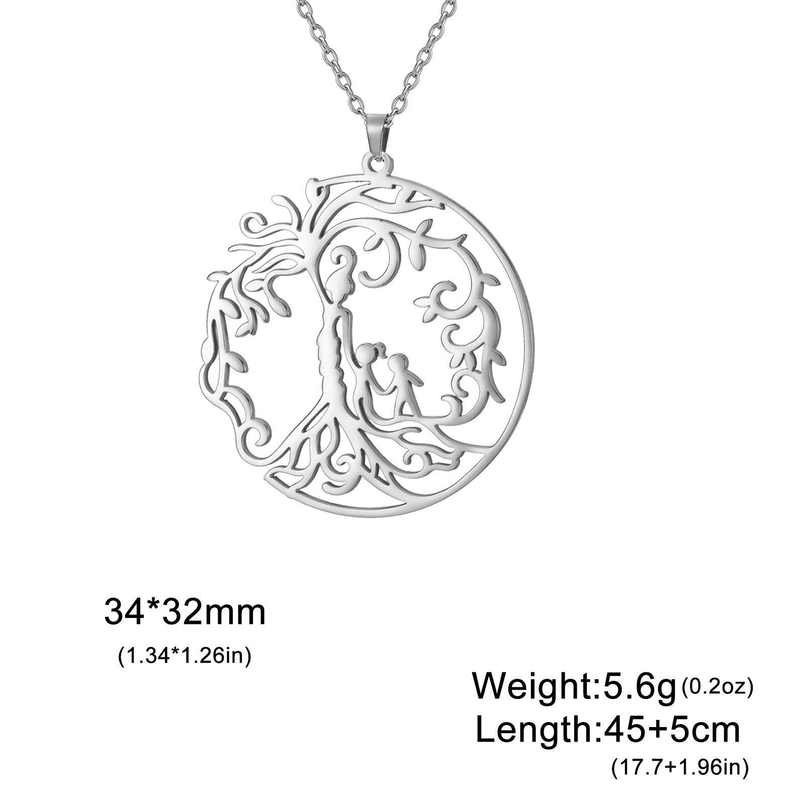 Wholesale Mother' s Day electroplated Tree of Life parent-child Stainless steel necklace