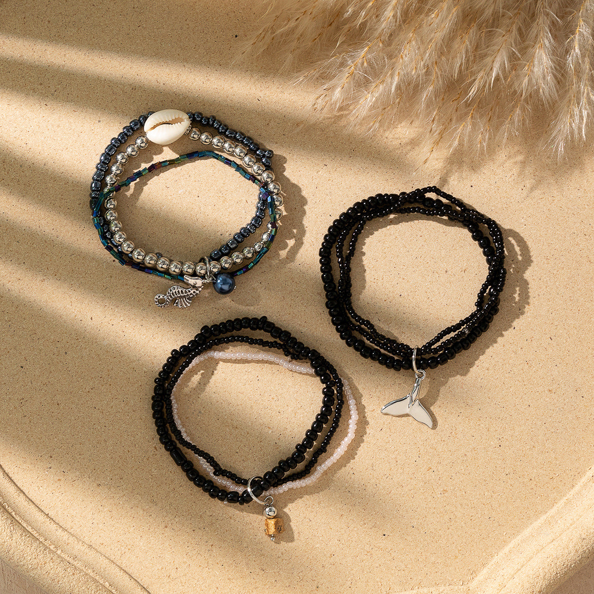 Wholesale Bohemian Ocean Style Stacked Rice Bead Bracelets