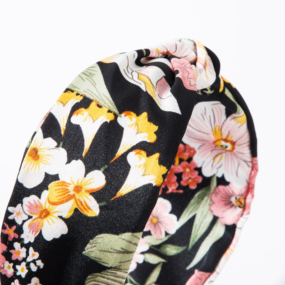 Wholesale Bohemian style headband wide edge flower fabric headband