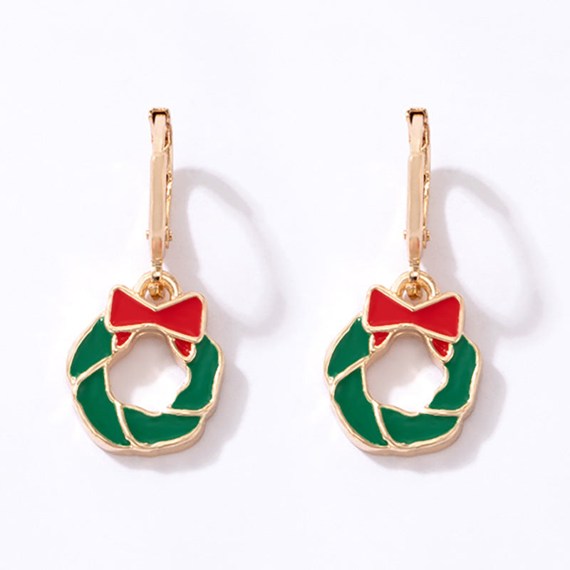 Wholesale Christmas Snowman Elk Candy Santa Claus Alloy Earrings